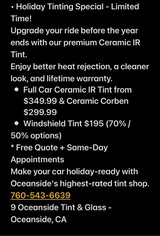 Ceramic Window Tinting – Oceanside (Holiday Special) in Vista, California