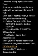 Ceramic Window Tinting – Oceanside (Holiday Special) in Vista, California
