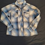 Girls Pearl Snap Shirt-Blue in Houston, Texas