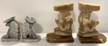 Vintage MCM Onyx Bookend Set - $10 Siesta Figure wearing Sombrero -OR- $15  Mayan Figurine Bookends in Wheaton, Illinois