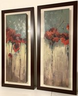 Set of 2 LG Floating Canvas Wall Art on Frame - Red Flowers - 43" Tall - *EUC* in Bolingbrook, Illinois