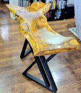 Table - Live edge Okinawan wood slab table coated with clear epoxy in Okinawa, Japan