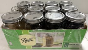 New! 12 glass Ball 1 qt wide mouth Canning Jars 7 filled w/ dry beans in Bolingbrook, Illinois