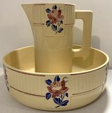 Antique Badonviller France Art Deco Water Pitcher / Jug  & Wash Basin / Bowl Set in Naperville, Illinois