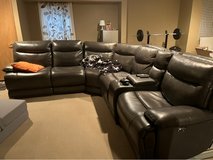 Leather Electric couch with 3 recliners in Plainfield, Illinois
