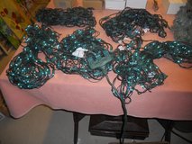 Long strands of blue Christmas tree lights in Warner Robins, Georgia