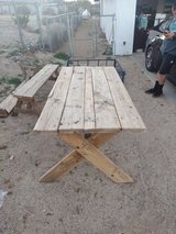 wood bench in 29 Palms, California