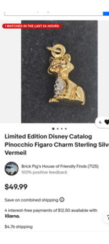 Disney Pendent, Cat, Figaro Sterling silver in Alamogordo, New Mexico