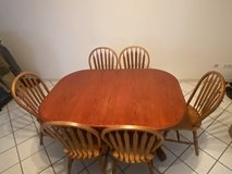 Antique hard wood extendable dining table with six chairs in Ramstein, Germany
