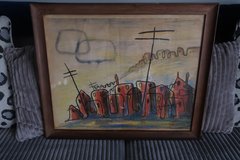 Vintage & Antique Framed Abstract Modern Water Color  - Signed in Bolingbrook, Illinois