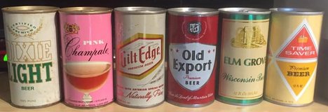 Six Vintage Steel 1970s Beer Cans in Grafenwoehr, GE