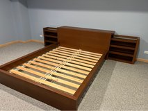 ikea Malm bed, queen size, glass shelf headboard in Chicago, Illinois