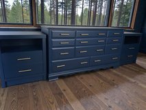 Large Dresser & Nightstands 3pc Bedroom Set Solid Wood Dark Navy New in Kingwood, Texas