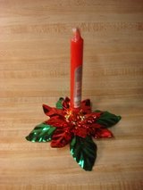 NEW VINTAGE DEPARTMENT 56 SHINY METAL POINSETTIA FLOWER/CANDLE HOLDER in Bartlett, Illinois