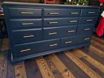 Large Bedroom Dresser Solid Wood 11 Drawers 60x21x33 Navy Satin New in Kingwood, Texas