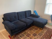 Two-piece sectional navy blue couch in Chicago, Illinois