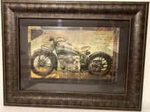 Framed Hell on Wheels Wall Art of Vintage Motorcycle by Mindy Sommers *EUC* in Naperville, Illinois