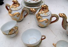 VINTAGE DRAGON WARE Black Moriage Tea Set Japan 18 Pieces in Alamogordo, New Mexico