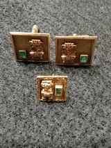 18k gold cuff links with emeralds May birthstone in Alamogordo, New Mexico