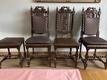 3 antique chairs plus stools, Gründerzeit (late 19th century), high-backed, turned wood. in Ramstein, Germany