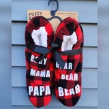 (1) NEW Set of Fuzzy Babba Buffalo Plaid Family Slipper Socks w Mama Bear Papa Bear and Baby Bea... in Bolingbrook, Illinois