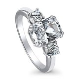 3-Stone 2.6ct Cushion CZ Ring in Sterling Silver in Houston, Texas