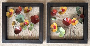 Metal Wall Art - framed 3D Poppies - Poppy Flower Set of 2 *$10 for BOTH* in Bolingbrook, Illinois