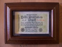Historical 100+ year old German Reichbanknote for 10 Million Marks in Ramstein, Germany