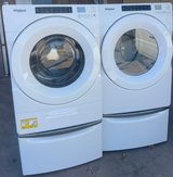 Whirlpool Front Load Washer and Dryer with Pedestals in Alamogordo, New Mexico