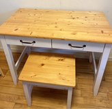 wooden desk table with drawers and stool in Okinawa, Japan