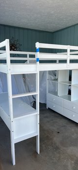 Merax Full Size Loft Bed with Built-in Desk with Two Drawers, Storage Shelves, and Storage Drawers, in Alamogordo, New Mexico