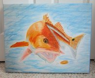 Redfish & Lure, 16"x20" Canvas of Original Art in Tomball, Texas