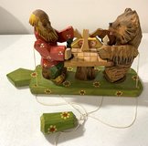 Vintage Carved Russian Folk Art - Man & Bear Playing Chess Kinetic Toy in Lockport, Illinois