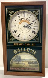 Wall Clock - Vintage 80s Bailey's Bar Liquor Analog Clock - Wood Frame / Glass Front in Joliet, Illinois