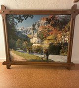 Big Vintage Framed Alpine Landscape Wall Art in Ramstein, Germany