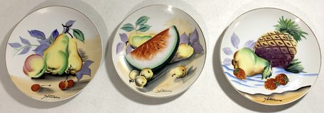 Vintage 3pc Set Hitomi Japan UCAGCO 8" Hand Painted Fruit Design Hanging Wall Decor in Joliet, Illinois