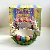 Vintage Cracker Barrel, Easter hand painted basket, bunny, tulips, birds, Springtime in Batavia, Illinois
