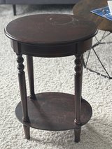 Round Wood Accent/Side Table with lower shelf in Shorewood, Illinois