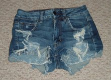 American Eagle Super Stretch Distressed Cutoff Hi-Rise Shortie AOE Denim Jean Shorts in Woman's ... in Plainfield, Illinois