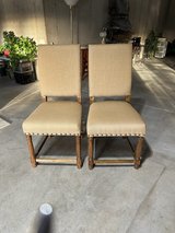 Pair of matching side chairs newly recovered in Naperville, Illinois