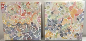 Like New! Set of 2 Wall Art - Abstract on Canvas - 1ft x 1ft each *$10 takes Both* in Westmont, Illinois