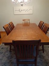 $499 OBO | Solid Wood Dining Table + Leaf + 6 Wide-Seated Chairs | Pickup Tinley Park | Cash Only in Chicago, Illinois