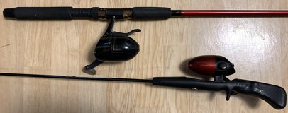 $15ea - Fishing Rod & Reel Combo - 4’5" -OR- 6ft 5" Zebco / Shakespeare Spinning Rod w/ Reels in Naperville, Illinois
