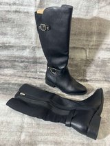 ?? Karen Scott Black Leather Knee-High Boots – Double Buckle Elegance, Size 9 in Kingwood, Texas
