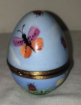 Handpainted Limoges Porcelain Egg Butterfly & Ladybug Trinket Box with Brass Accent in Sacramento, California