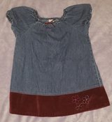 Baby Gap Denim Short Sleeve Dress with Burgundy Floral Trim (18-24 Months) in Sacramento, California