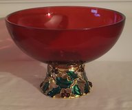 Christmas/Holiday Ruby Red Glass Pedestal Centerpiece/Fruit Bowl in Sacramento, California