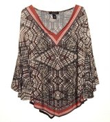 Ashley Stewart 3/4 Bell Sleeve Geometric Blouse Woman's Plus 18/20 Stretch 2X in Chicago, Illinois