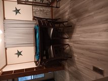 Pub height table with leaf 4 chairs and bench in Camp Lejeune, North Carolina