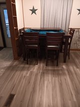 Pub height table with leaf 4 chairs and bench in Camp Lejeune, North Carolina